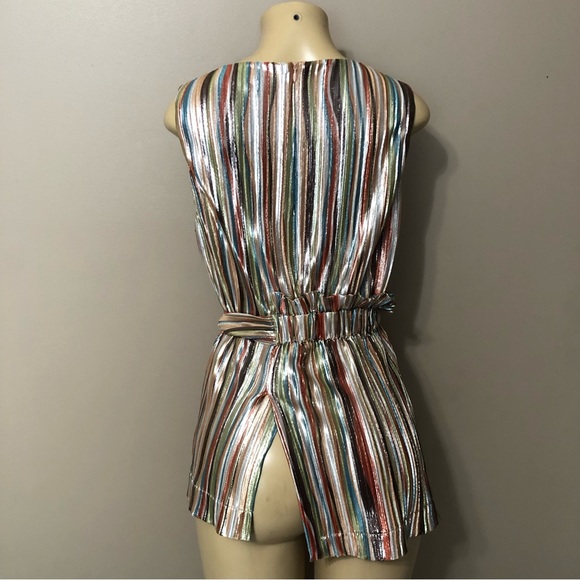 Eva Franco Clinquant Shimmer Striped Multicolor Sleeveless Top Women’s Size M - Picture 6 of 10